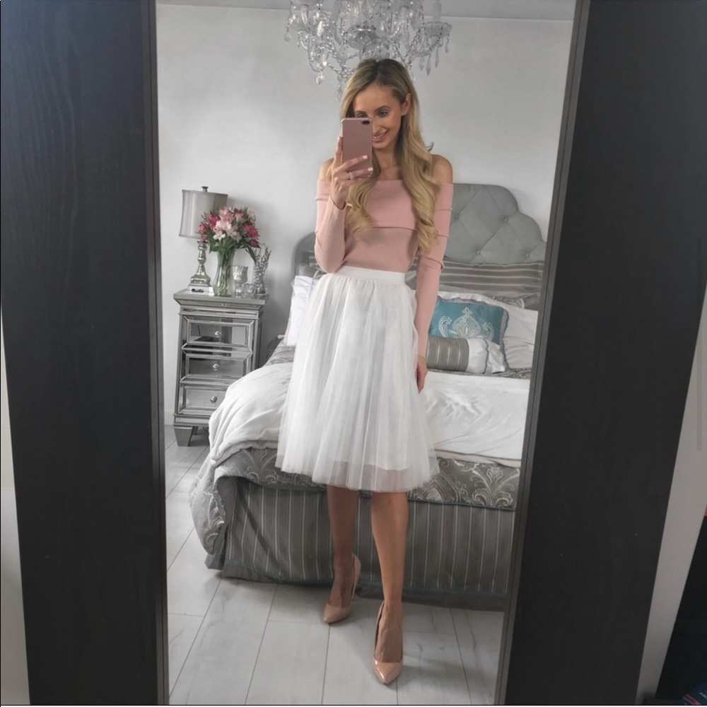 LAST 2!!!! Off the Shoulder Knitwear Pink Crop Top - Picture 4 of 8